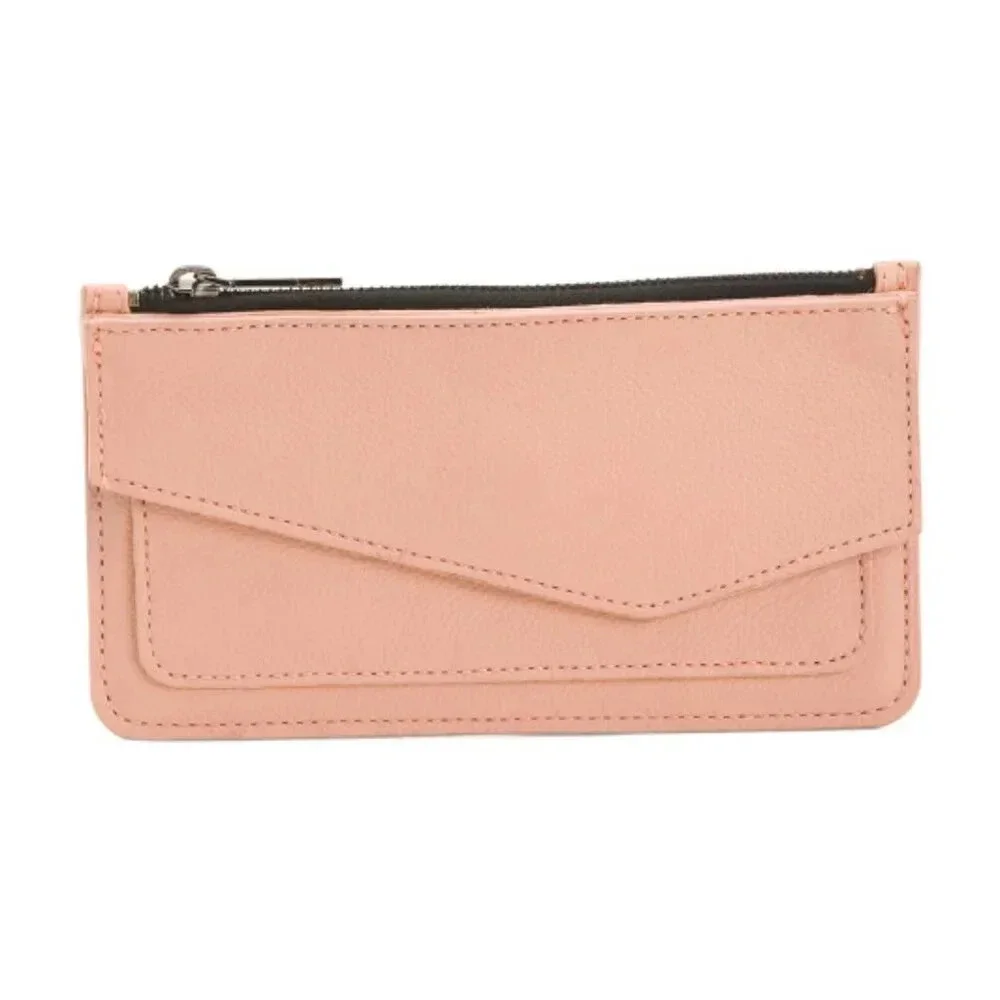 Botkier Cobble Hill Pebbled Leather Wristlet Wallet Clutch‎ Peach NWT